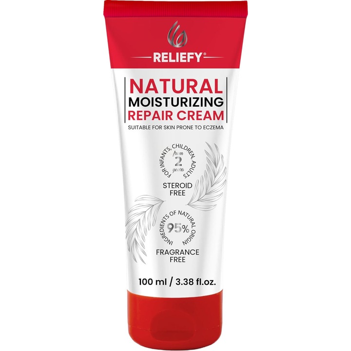 Crema de fata Reliefy pentru eczema si psoriazis, cu Shea Butter si Calendula, fara parfum, 100ml