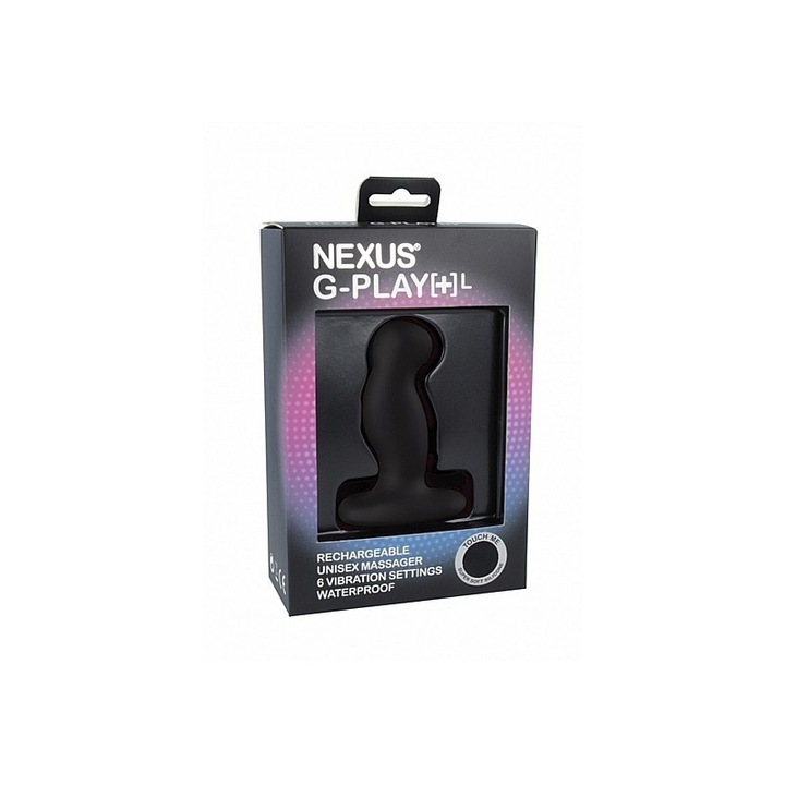 Nexus G-Play+ nagy prosztata masszírozó, orvosi szilikon, 5 vibrációs program, fekete, 10x3,7 cm