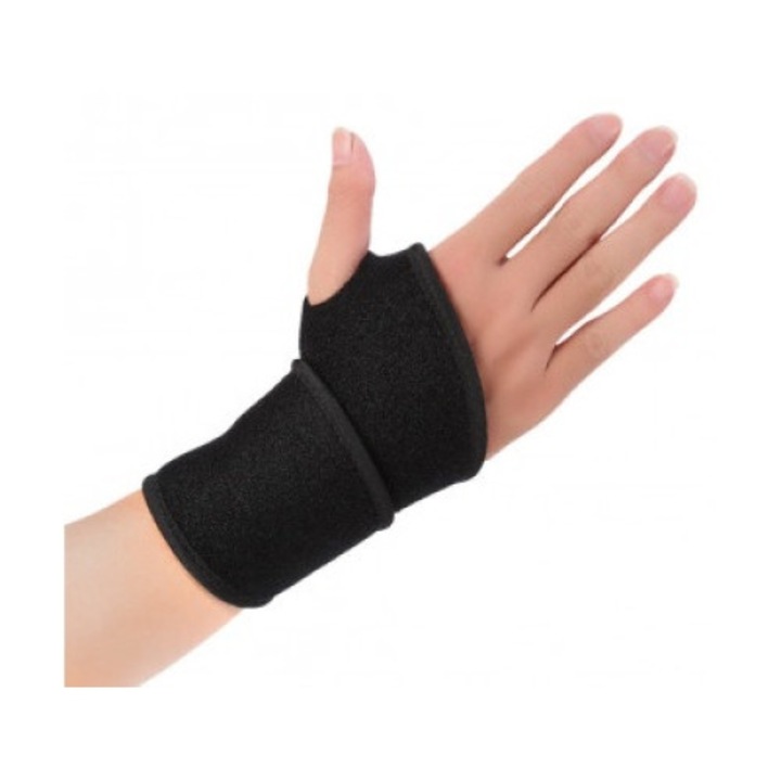 Suport de mana, elastic, Inonova®, bandaj compresiv reglabil, protectie incheietura in timpul activitatilor fizice, respirabil, prindere velcro, marime universala, negru