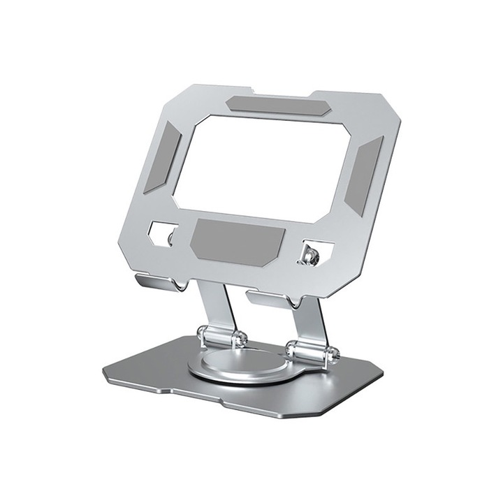 Suport tableta reglabil, Suport tableta iPad, rotire 360, pliabil, antiderapant, compatibil 4-13 inch, argintiu