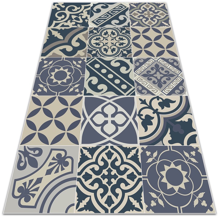 Covor de vinil, PVC, Model retro, Gri, 100 cm x 150 cm, 010260360050000019966