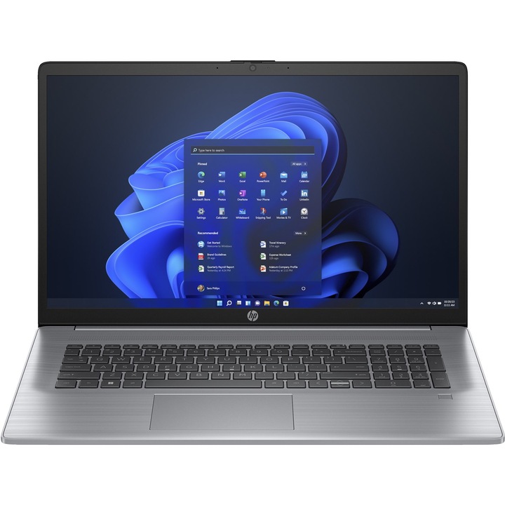 HP 470 G10 Laptop, 17,3" Full HD IPS, Intel Core i5 1335U 4,6 GHz-ig, 16 GB RAM DDR4 3200 MHz, 512 GB SSD, Intel Iris Xᵉ Graphics, Nemzetközi billentyűzet, Windows 11 Pro, ezüst