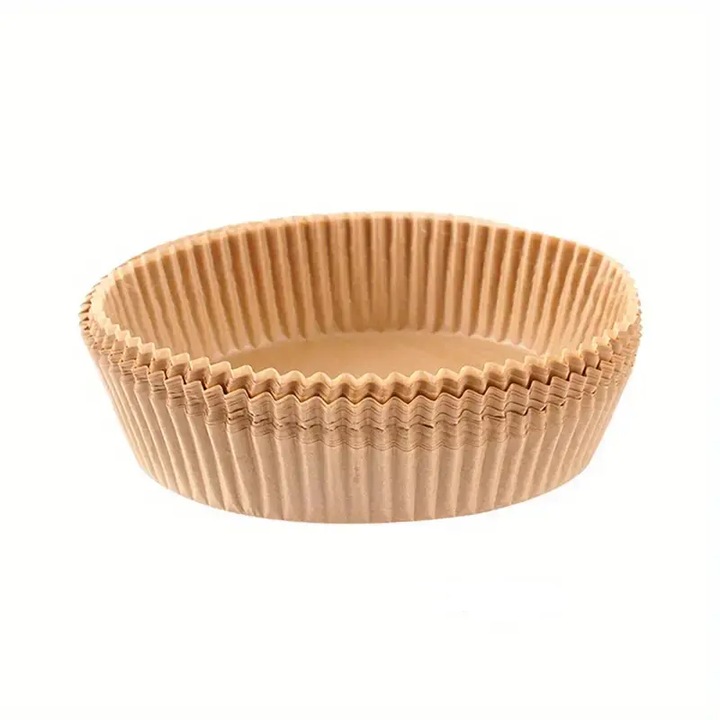 Hartie de Copt In Forma de Tava pentru Friteuza, Air Fryer sau Cuptor, de Unica Folosinta, Dimensiune 20 x 4.5 cm, Maro Natur, Set 50 Bucati, ORIGINAL DEALS