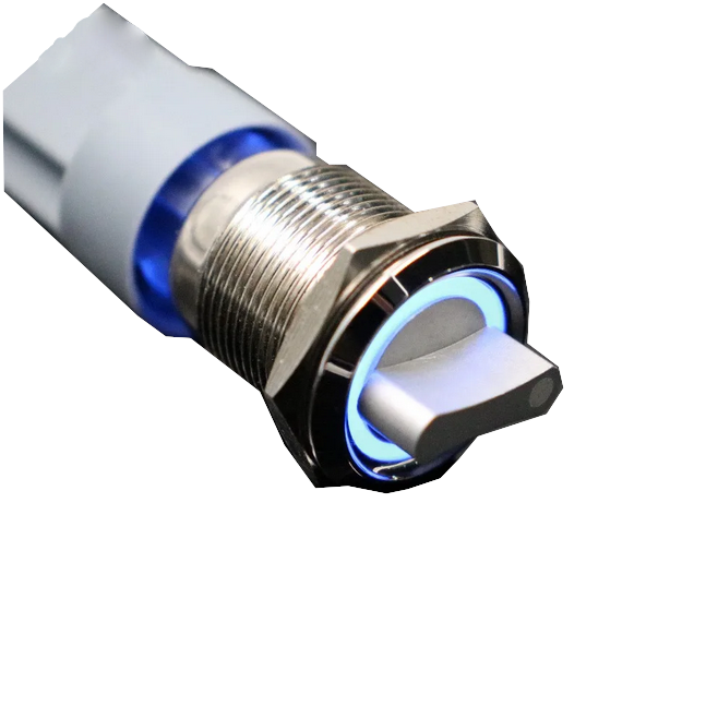 Buton Iluminat Rotativ Metalic 22mm, 3 Pozitii, DPDT, Impermeabil - eMAG.ro