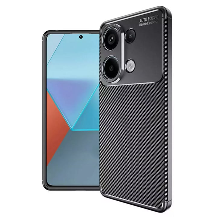 Husa pentru Xiaomi Redmi Note 13 Pro 4G / Poco M6 Pro 4G, Techsuit, CarbonFiber, Neagra