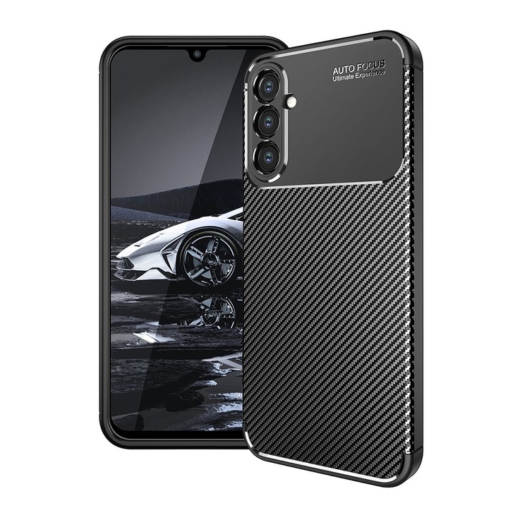Samsung Galaxy A14 4G / A14 5G tok - Techsuit CarbonFiber - fekete