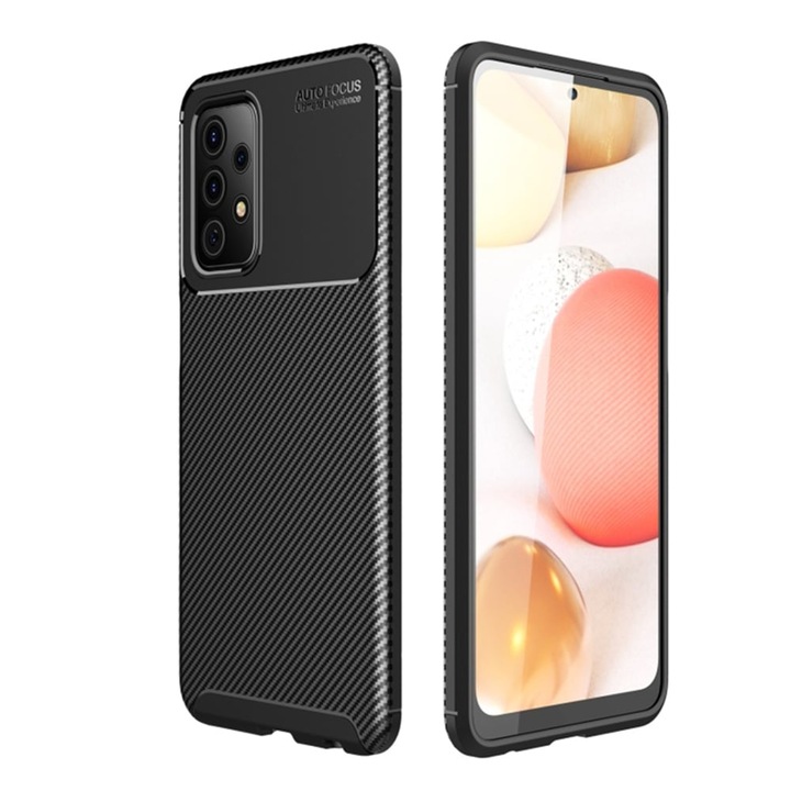 Samsung Galaxy A52 4G / A52 5G / A52s 5G tok - Techsuit CarbonFiber - fekete