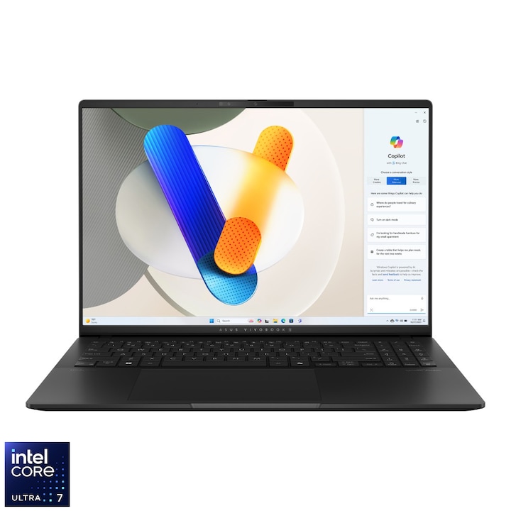 Лаптоп Asus VivoBook S16 S5606MA-MX028W 16" 120Hz OLED, Intel® Core™ Ultra 7 7-155H, 16GB, 1TB SSD, Intel Arc Graphics, EFI Shell, унгарска клавиатура, черен