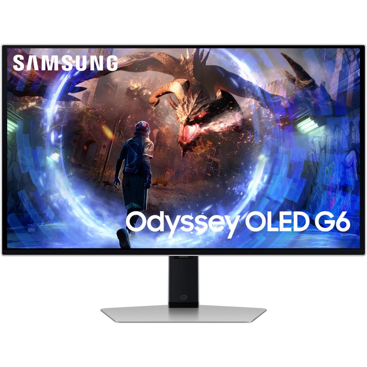 Samsung LS27DG602SUXEN Odyssey G6 OLED 27" Gaming monitor, QHD (2560x1440), 360Hz, 0.03ms, AMD FreeSync™ Premium Pro, HDR10+, Glare Free, 2x HDMI, Display Port, Jack, USB, Pivot, ezüst