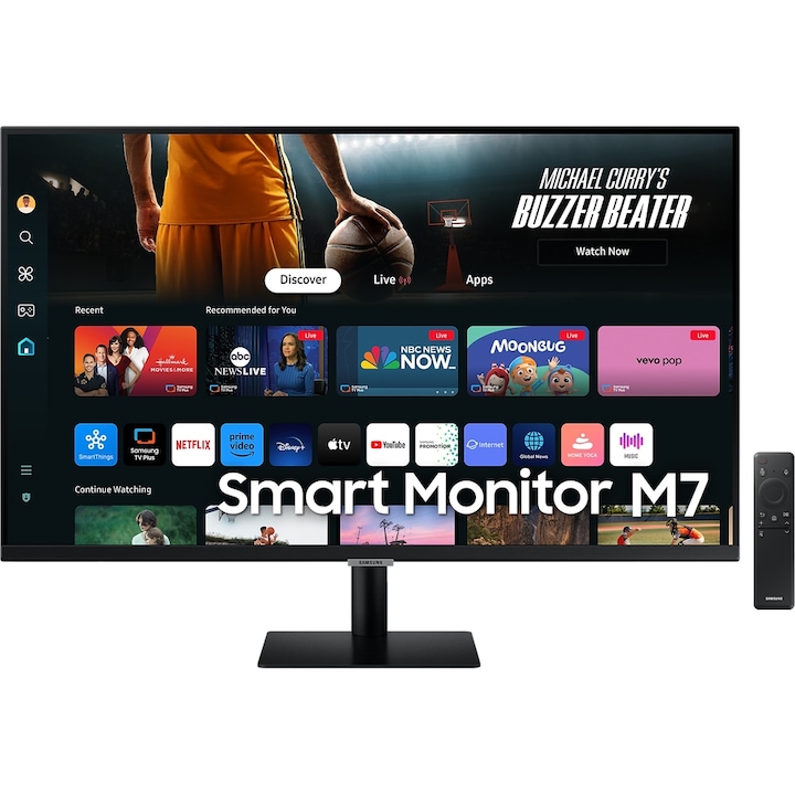Samsung Smart Monitor M7, 32", UHD, 60 Hz, VA, 4 ms, HDR 10