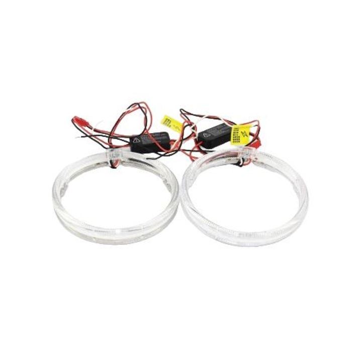 Set 2 inele LED auto Xenon Bright LR-85MM, diametru 85mm, 12V, 5W/inel, functie Dimming