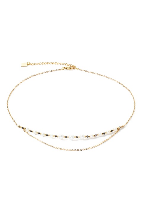 COEUR DE LION, Колие от неръждаема стомана с перли, Златист