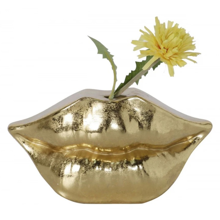 Vaza aurie din rasina, 23 x 8 x 12 cm, Mouth Mauro Ferreti
