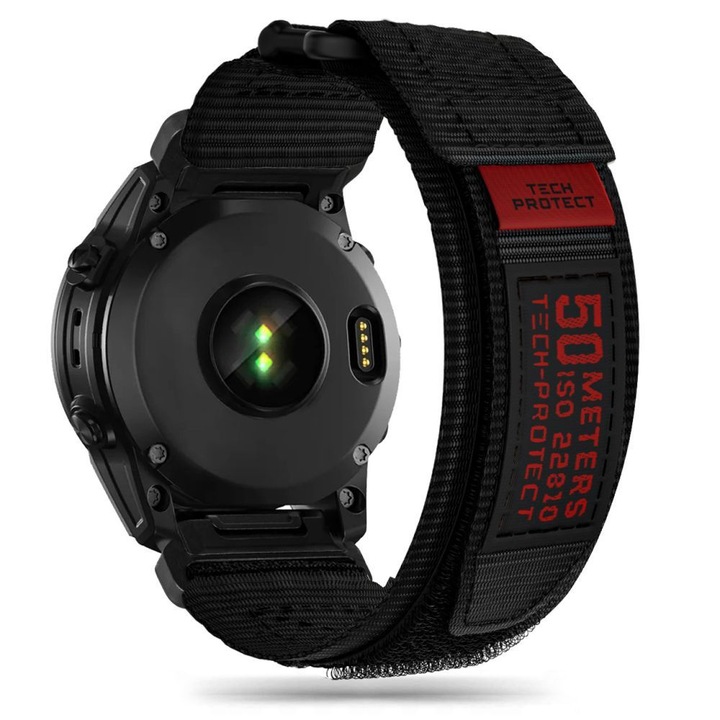 Curea pentru smartwatch Scout Pro Garmin Fenix, Tech-protect, Nylon, Negru
