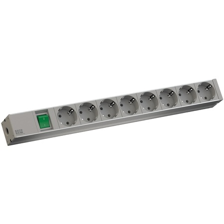 Prelungitor Bachmann, aluminiu, 8 prize, intrerupator, cordon 2 m