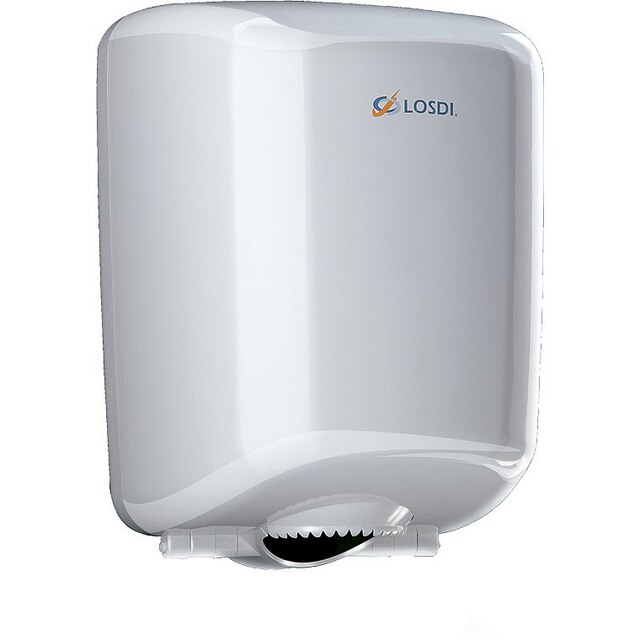 Dispenser prosoape hartie cu derulare centrala Losdi Elegance, ABS, alb, diametru rezerva 14-22 cm, garantie 3 ani