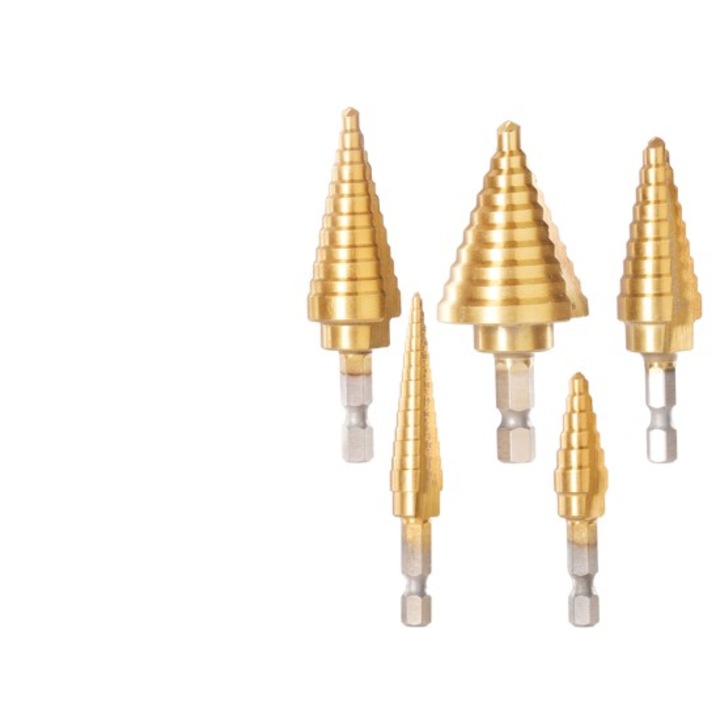 Set 5 burghie in trepte, TOTAL One-Stop Tools Station, 1/4" HEX, HSS