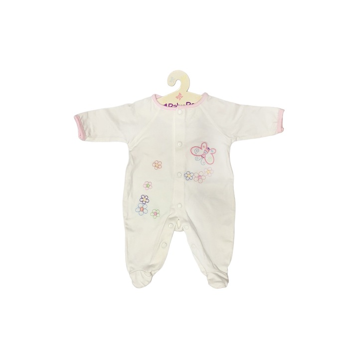 Baba pizsama Babybow 8031-2-0 10-494, Hosszú ujjú, Zárt szárú, Hímzéssel, Újszülöttnek, 4 kg-ig, Fehér