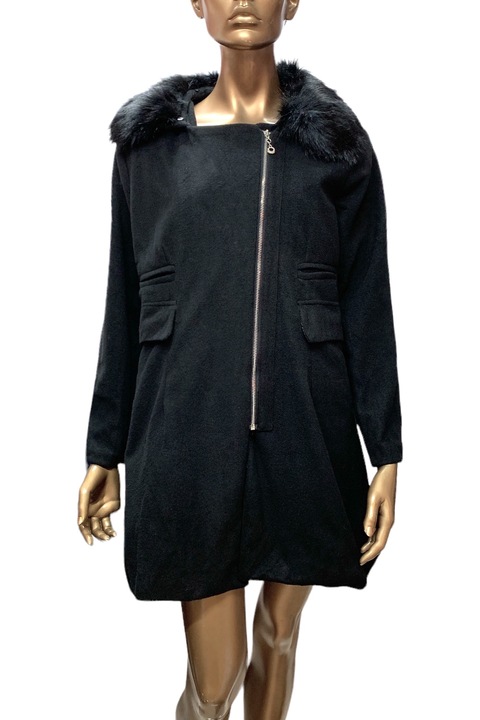 Palton mediu de dama JUP bumbac, L, negru