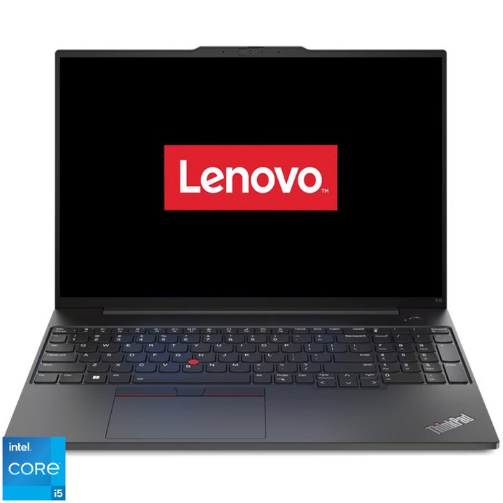 Laptop Lenovo ThinkPad E16 Gen 1 cu procesor Intel® Core™ i5-1335U pana la 4.6 GHz, 10 nuclee, 12 MB "16", WUXGA, IPS, 40GB DDR4, 500GB SSD, Intel® Iris® Xe Graphics, No OS, Graphite Black