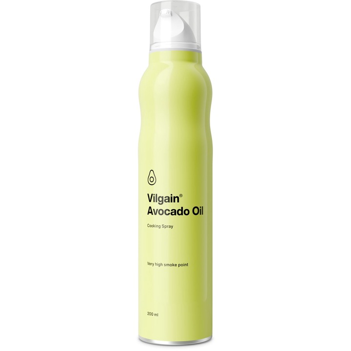 Ulei de avocado spray, Vilgain, din soiul Hass din Mexic, cu un dozator practic, bogat in potasiu si vitamine, 200ml