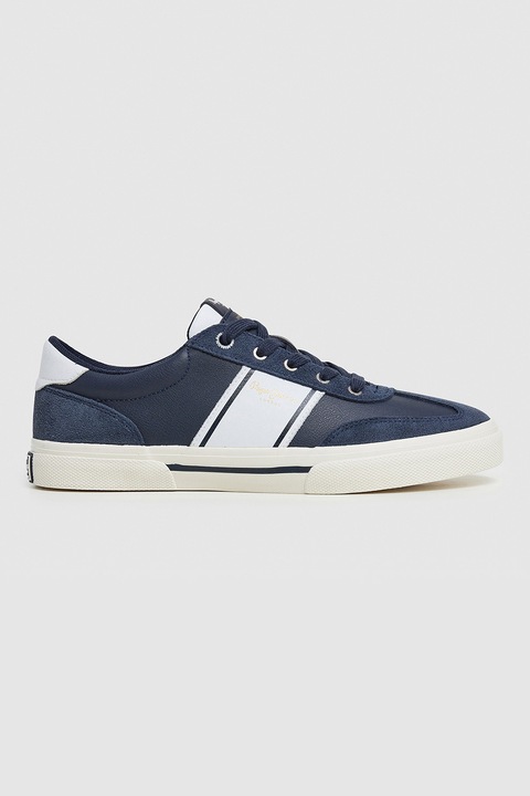 Pepe Jeans London, Pantofi sport cu detalii de piele intoarsa Kenton Club, Bleumarin, 41