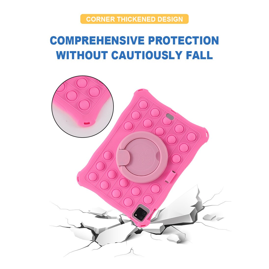 Husa tableta, PMIXO, pentru iPad de 10,9/11 inch, suport rotativ, anti-soc, jucarie antistres, albastru