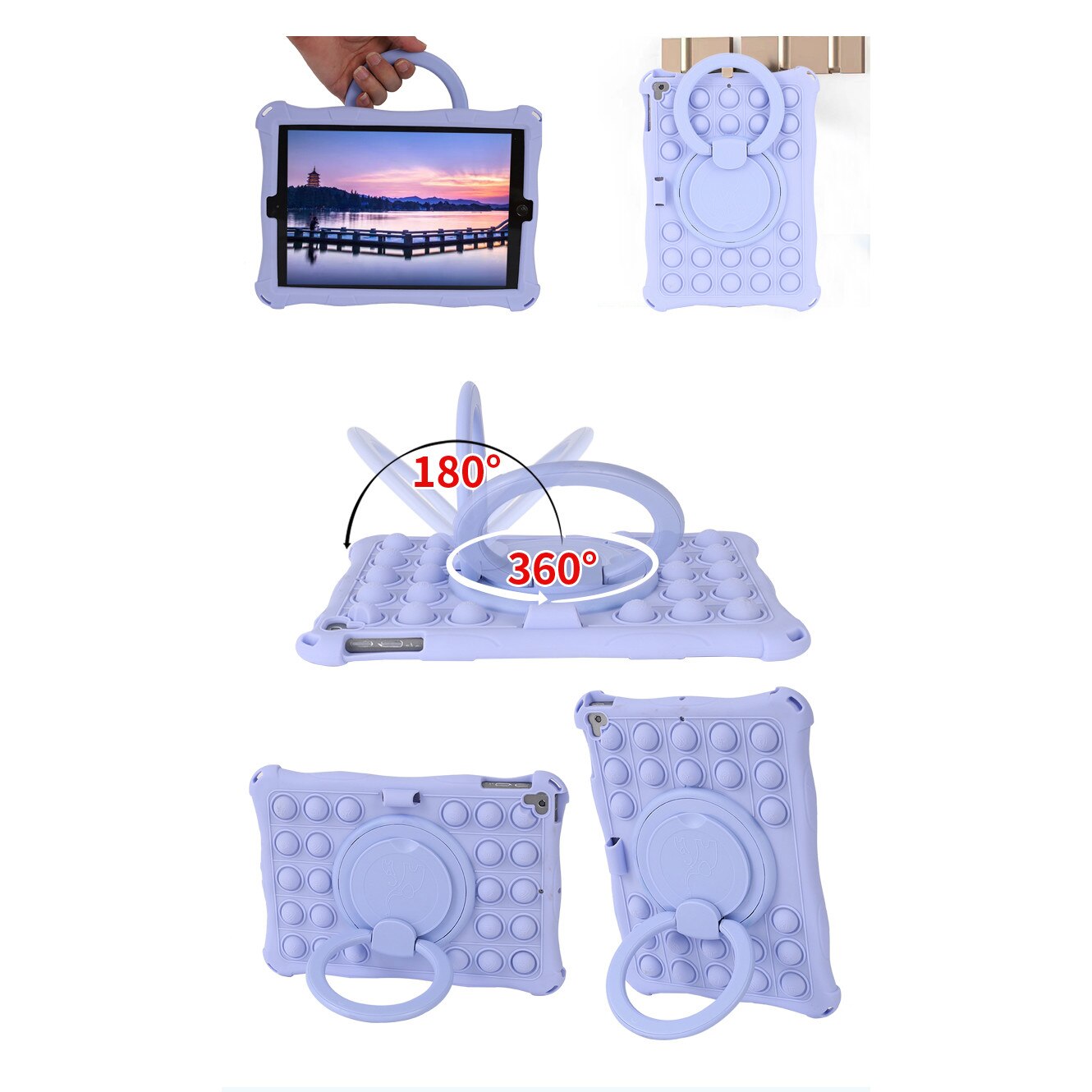 Husa tableta, PMIXO, pentru iPad 9,7 inch, rotativa, anti-cadere, roz
