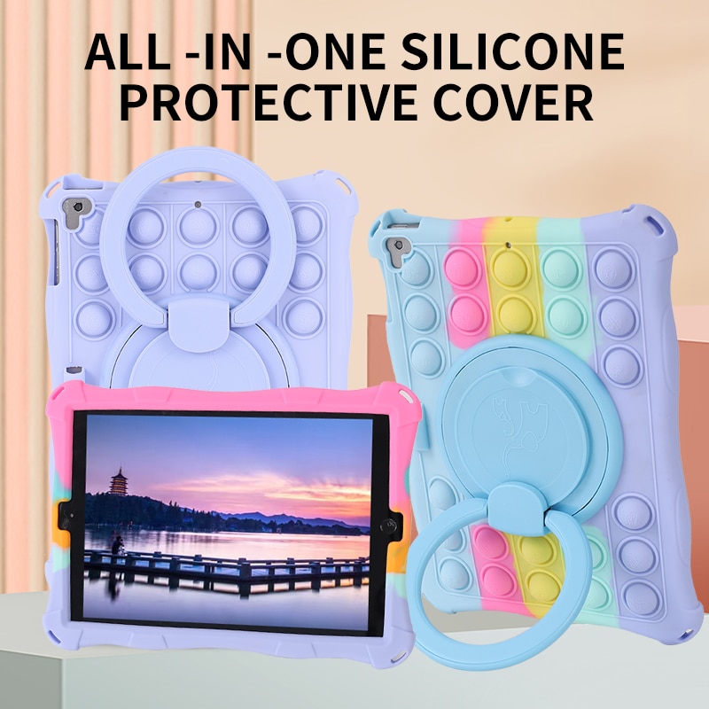 Husa tableta, PMIXO, pentru iPad 9,7 inch, rotativa, anti-cadere, roz