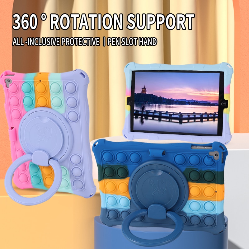 Husa tableta, PMIXO, pentru iPad 9,7 inch, rotativa, anti-cadere, roz