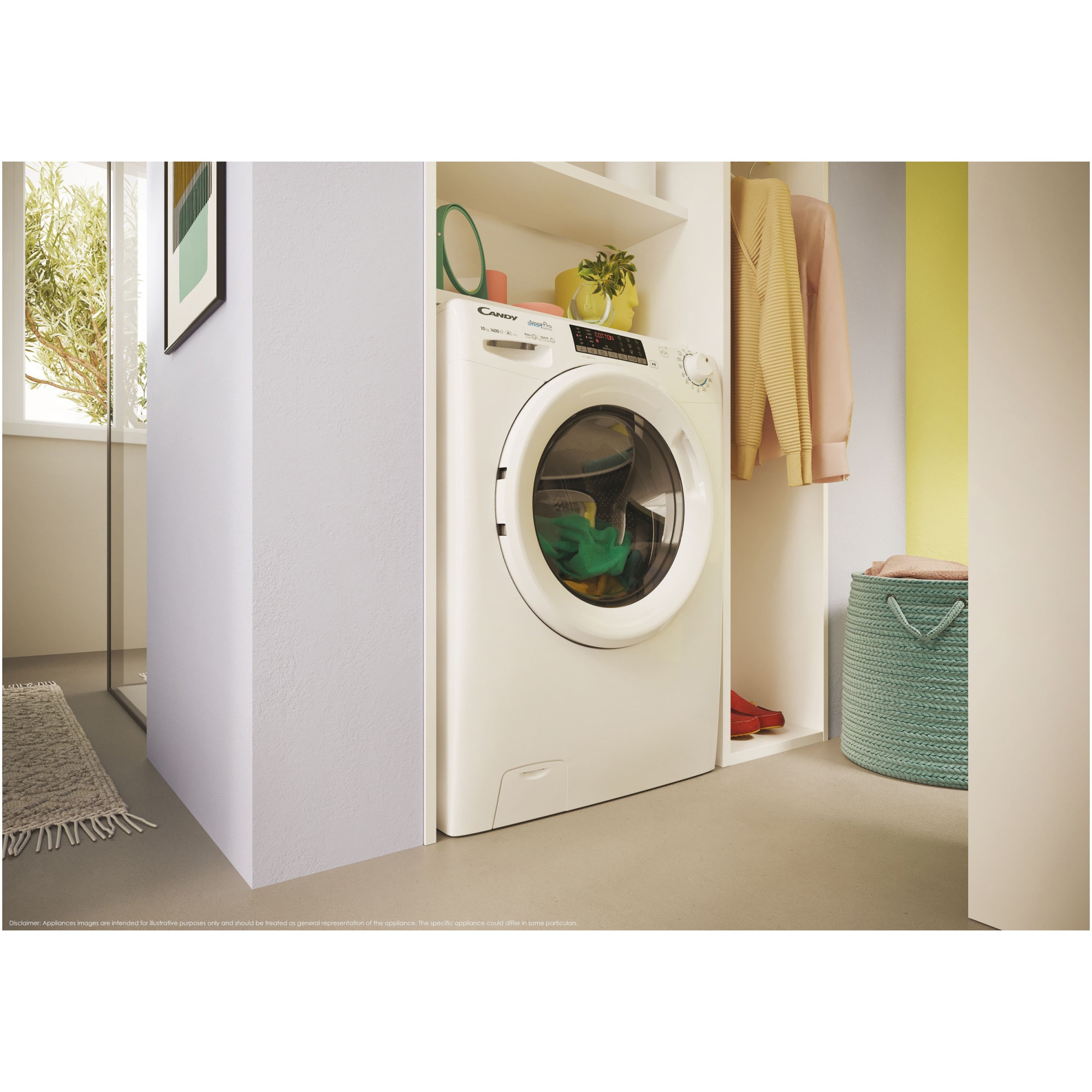 Masina de spalat rufe Slim Candy Smart Pro Inverter CO4474TWM6/1-S, 7 kg, 1400 rpm, Clasa A, Motor Inverter, WiFi, Mix Power System, Active Motion System, Alb