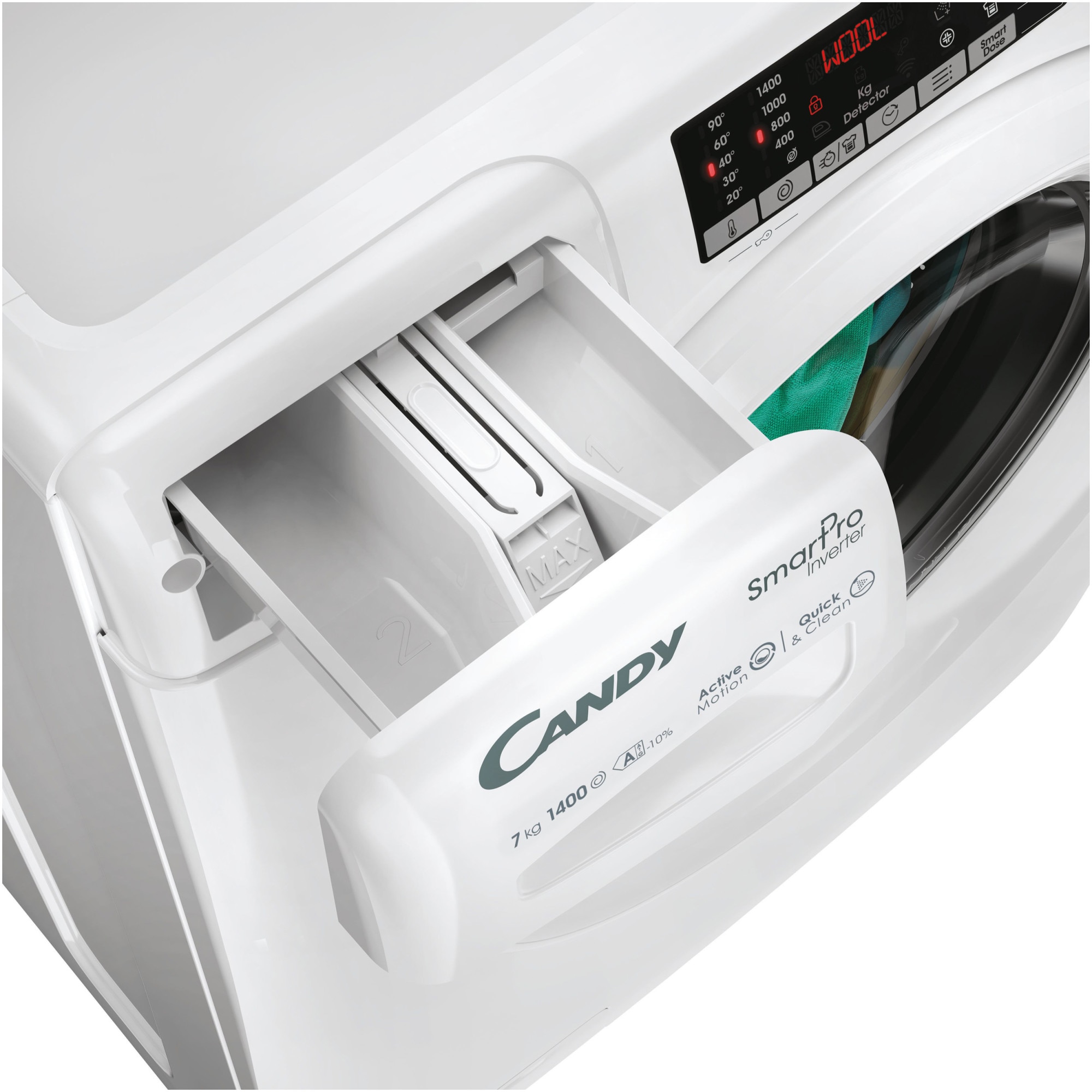 Masina de spalat rufe Slim Candy Smart Pro Inverter CO4474TWM6/1-S, 7 kg, 1400 rpm, Clasa A, Motor Inverter, WiFi, Mix Power System, Active Motion System, Alb