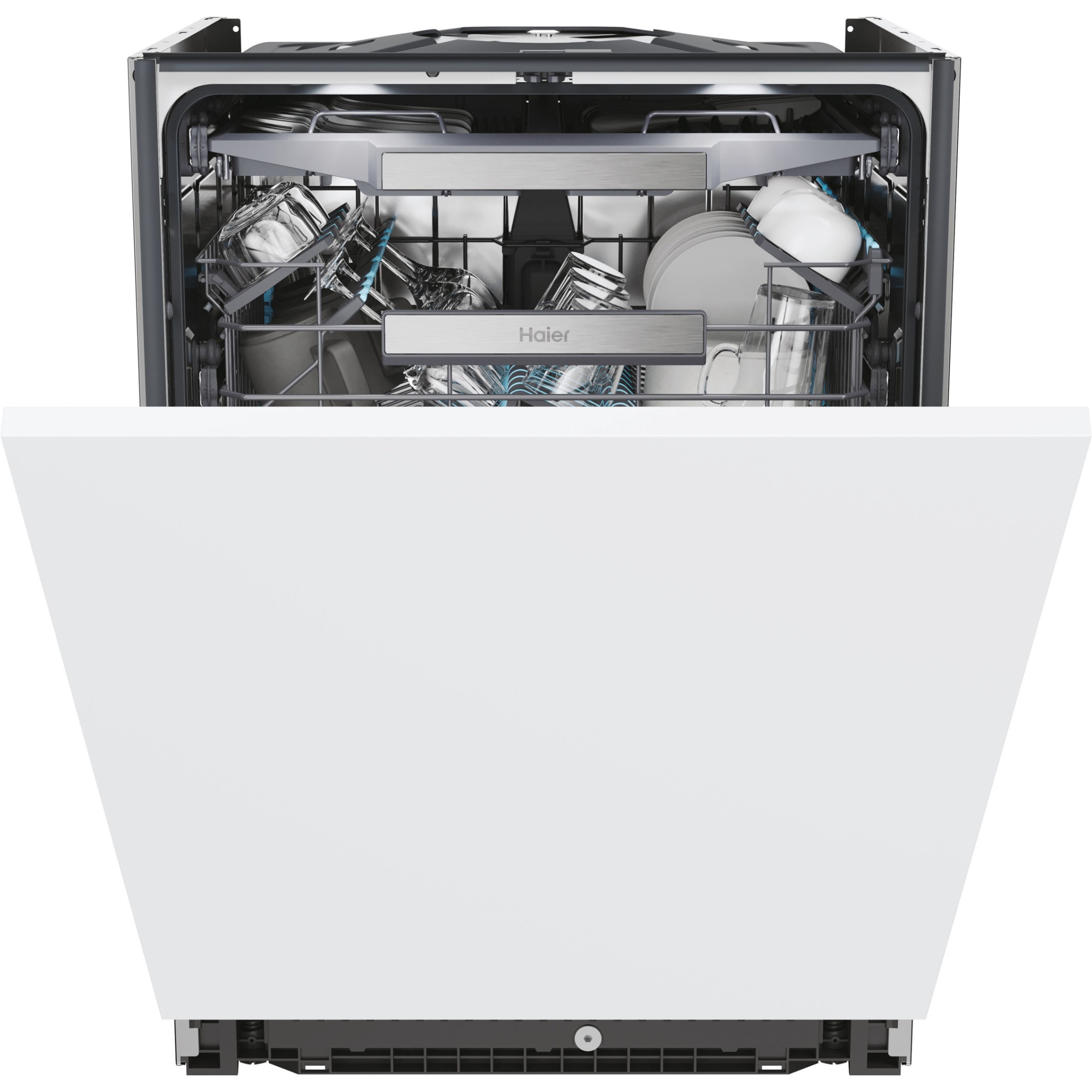 Masina de spalat vase incorporabila Haier I-Pro Shine Series 6 XS 4A4M3PB, 14 seturi, 10 programe, Clasa A, Motor Inverter, Wi-Fi, AI program, H-arm spray, Maxi Tub, Automatic open door, Power Wash, Total Water block, Sliding door, 60 cm