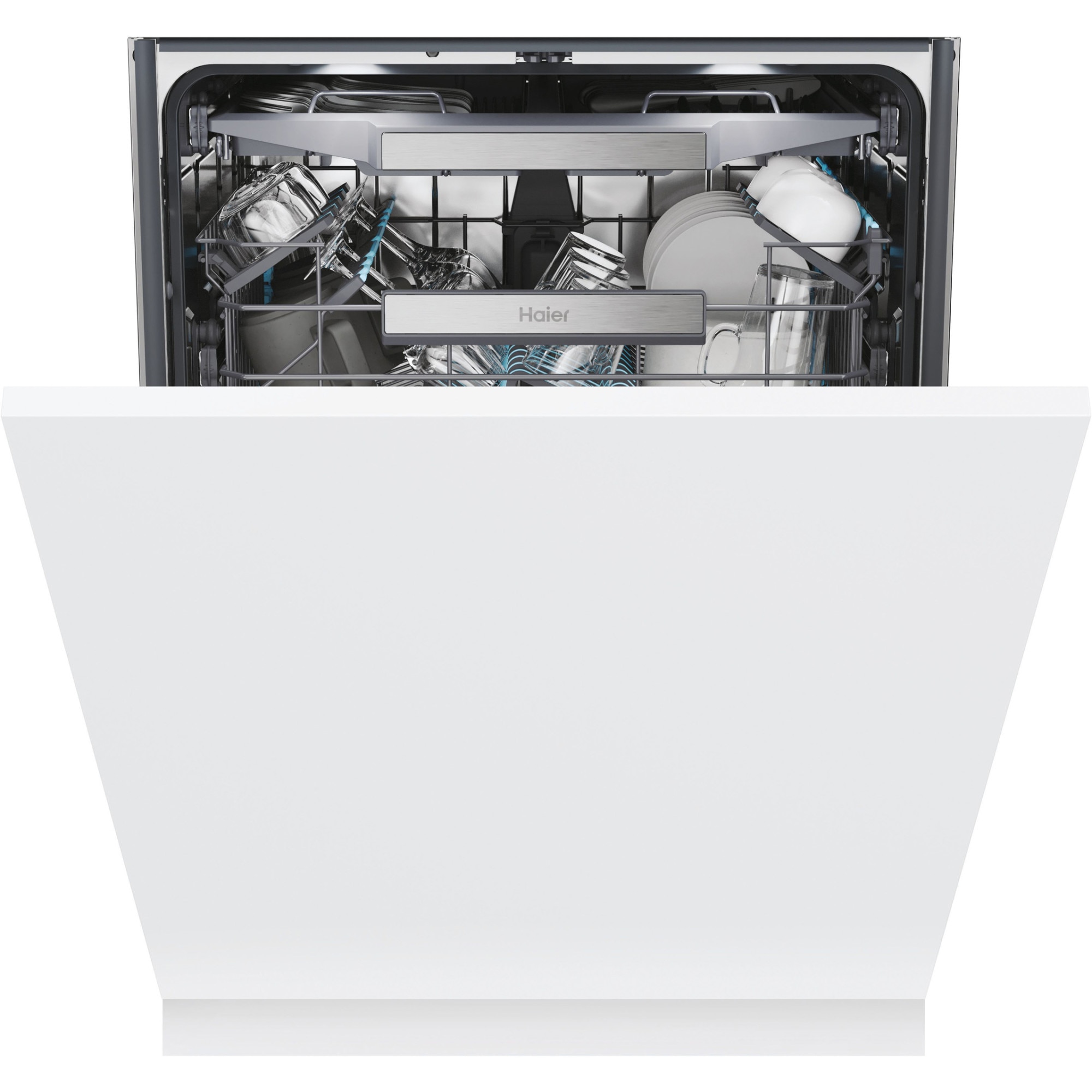 Masina de spalat vase incorporabila Haier I-Pro Shine Series 6 XS 4A4M3PB, 14 seturi, 10 programe, Clasa A, Motor Inverter, Wi-Fi, AI program, H-arm spray, Maxi Tub, Automatic open door, Power Wash, Total Water block, Sliding door, 60 cm