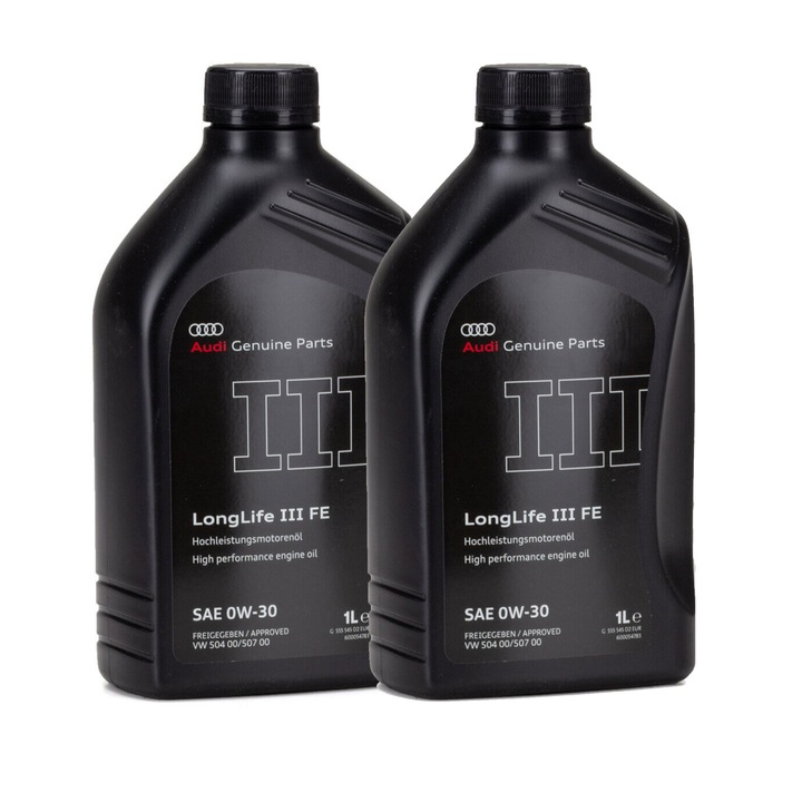 Pachet 2 litri Ulei Original Audi LongLife III FE 0W-30 GS55545D2 – Aprobari VW 504.00 / 507.00