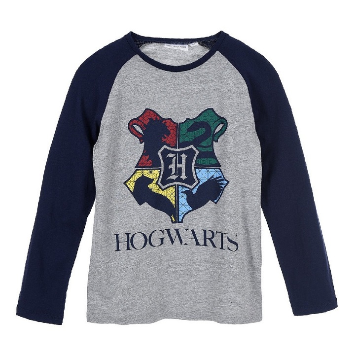 Памучна сива блуза Harry Potter Hogwarts за момче, 140 СМ