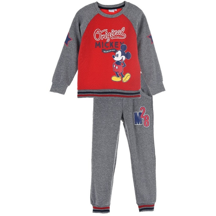 Детски анцуг, модел Мики Маус, Памук, сиво-червен, 104см