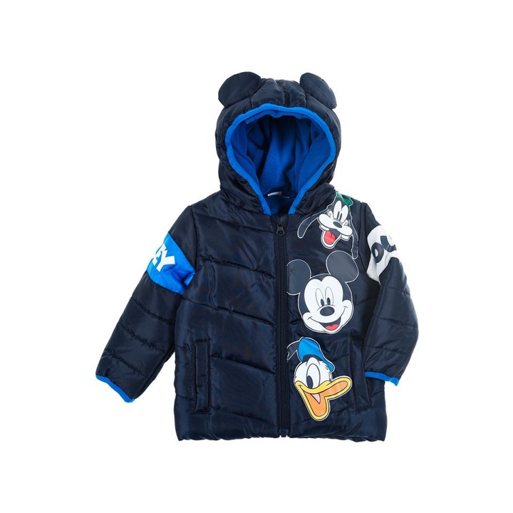 Jacheta calduroasa pentru baieti, Disney Baby, Mickey Mouse, poliester, bleumarin, marime 81 cm