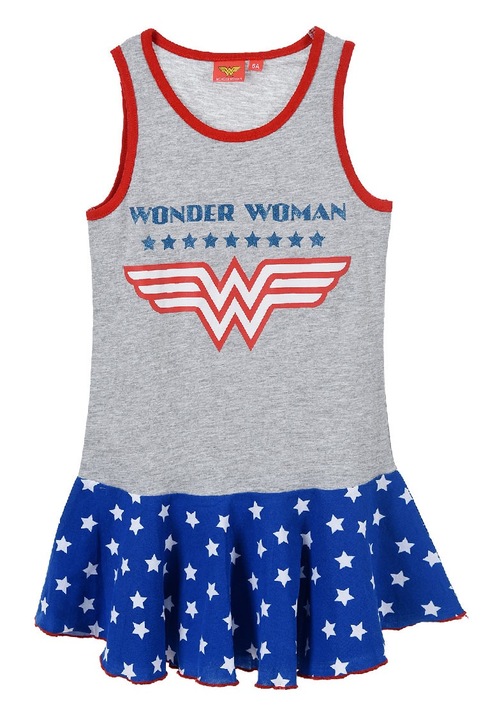 Rochie pentru fete, licentiata DC Comics Wonder Woman, bumbac si viscoza, multicolor, 128 cm
