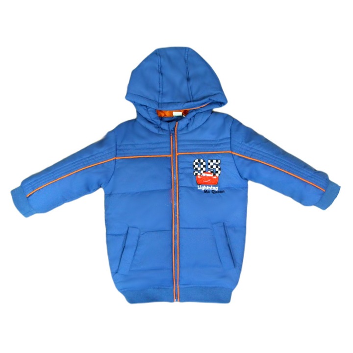 Geaca de iarna cu gluga pentru baieti, Sun City Fashion Group, Disney Cars, 67 cm, Albastru