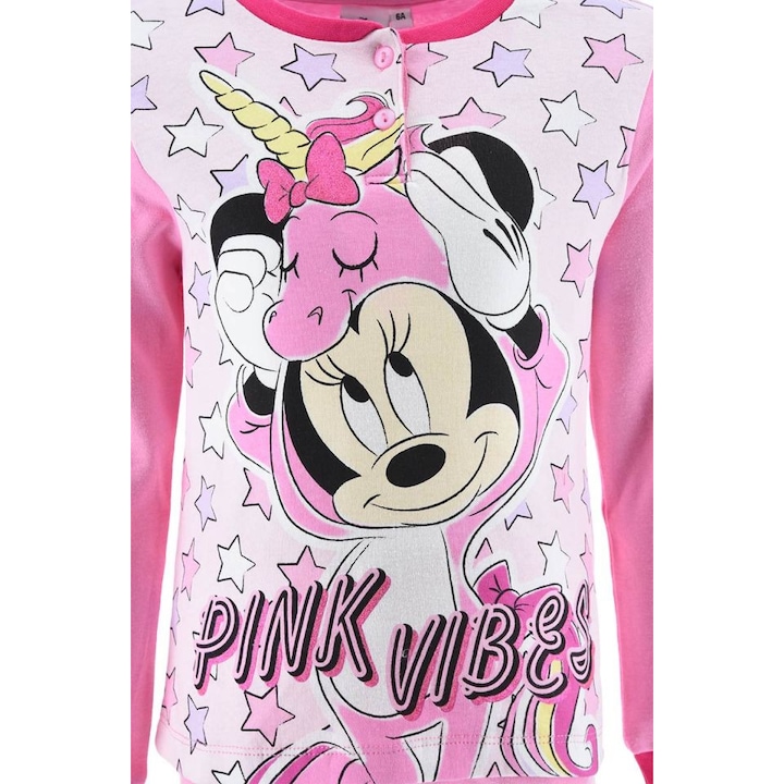 Детска пижама Disney Minnie Mouse, памучна, розова, 122 СМ