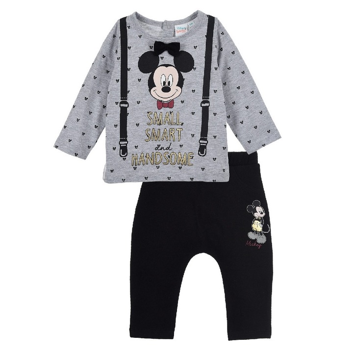 Детски комплект Disney Baby Мики Маус полиестер памук сиво-черен 67-86