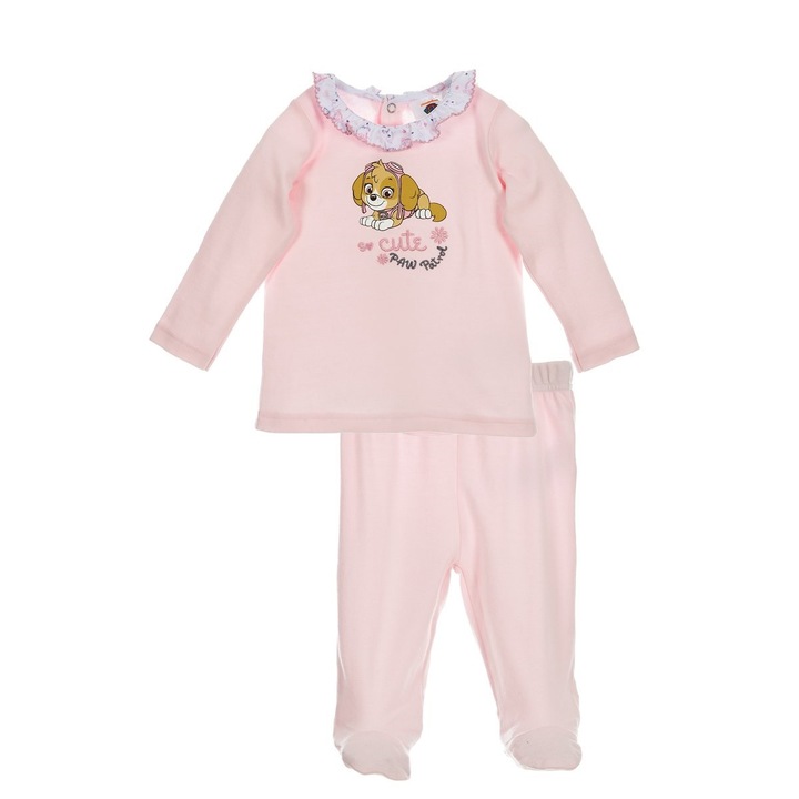 Комплект за тренировка за момичета, с принт Paw Patrol, памук, светлорозов, дълъг ръкав, 52 СМ