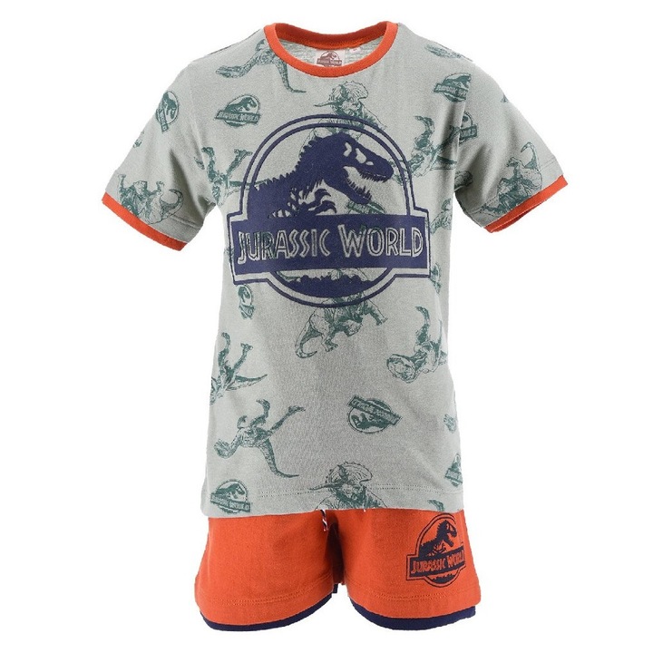 Compleu copii Jurassic World, bio bumbac, verde-portocaliu, 98-128