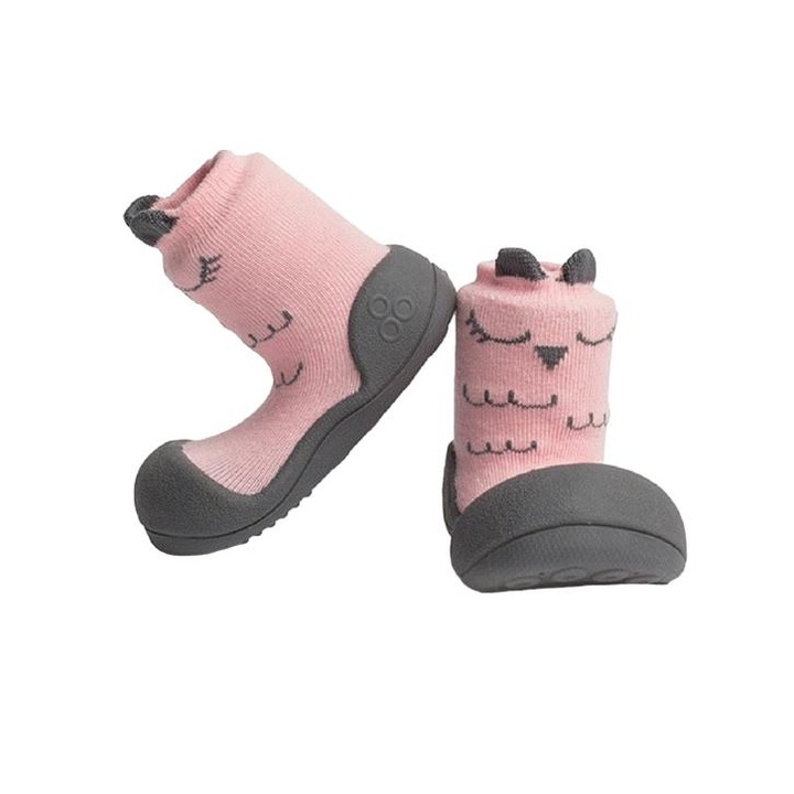 Pantofi copii, Attipas Cutie Pink, gri/roz, bumbac, Roz/Gri