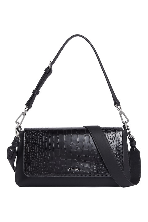 CALVIN KLEIN, Ökológiai bőr crossbody táska, Fekete