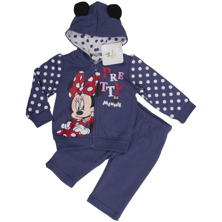 Trening pentru copii, model cu Minnie Mouse, hanorac cu gluga, bleumarin, poliester/bumbac