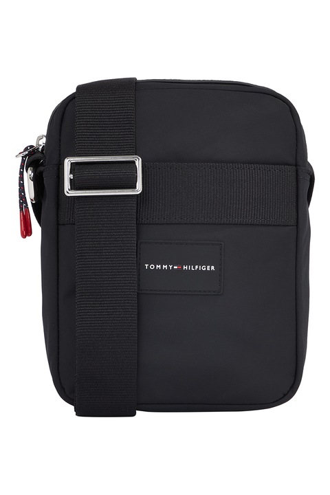 Tommy Hilfiger, Riporter cipzáras crossbody táska, fekete