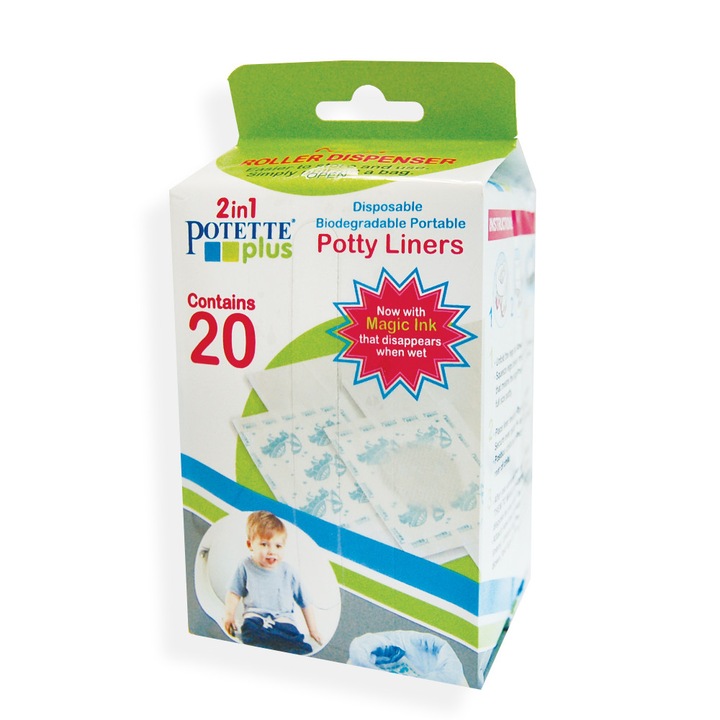 Set 20 saculeti pentru olita, Potette Plus, Biodegradabili, Multicolor