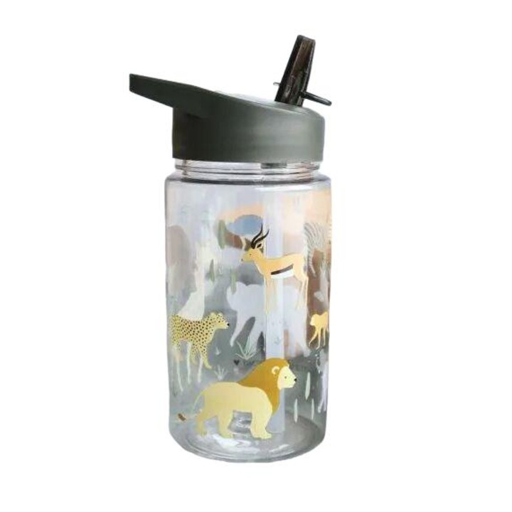 Бутилка A Little Lovely Company, колекция Savannah, пластмаса, въртяща се капачка, кана, многоцветна, 450 мл